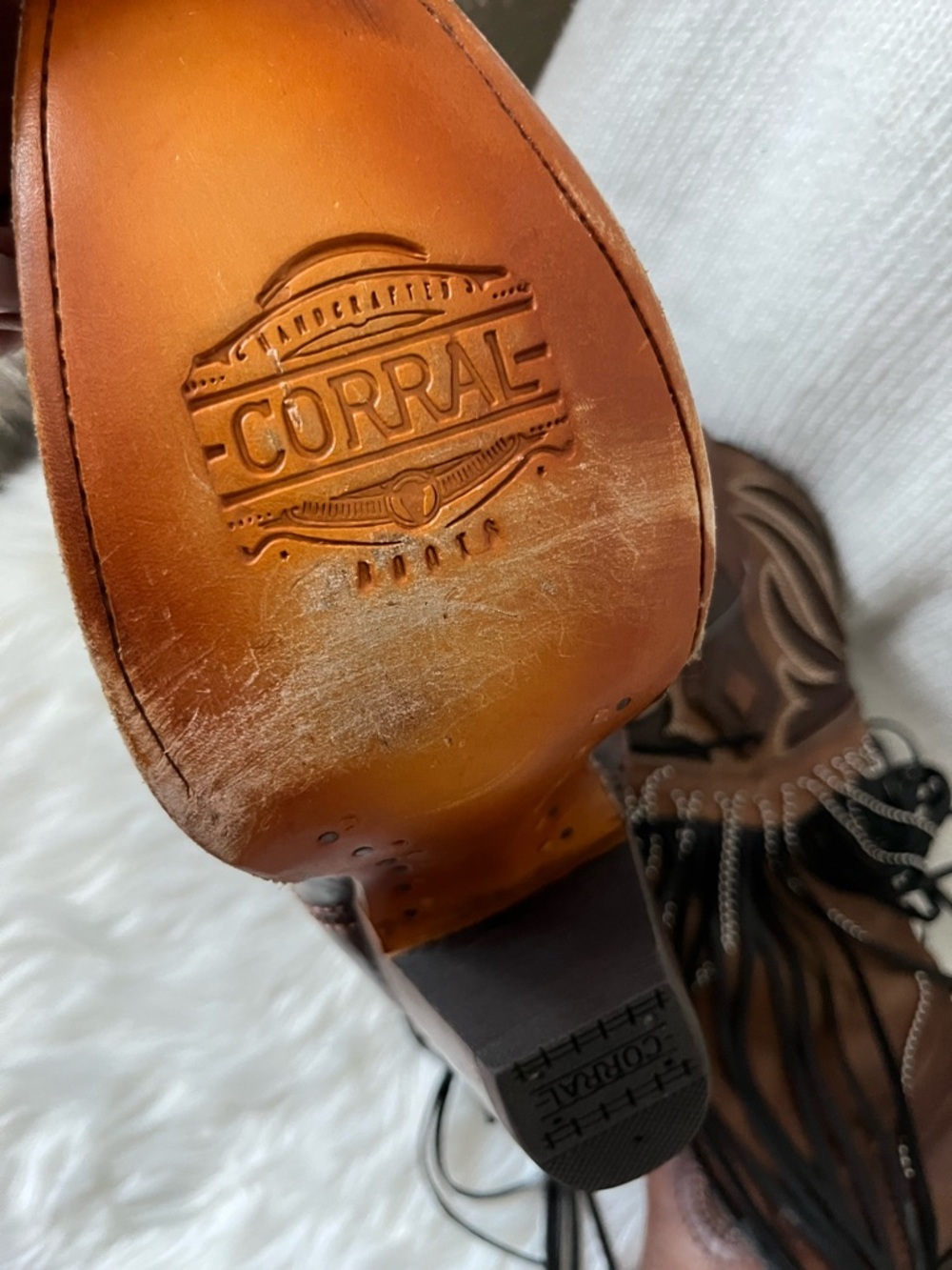Corral Brown and Tan Leather Western Lace-Up Boots - Picture 4 of 10